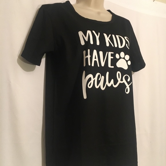 New My Kids Have Paws Cotten Black T-Shirt - Picture 5 of 5
